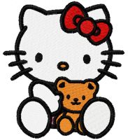 Hello Kitty with Small Bear embroidery design