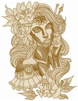 Scary spanish beauty embroidery design