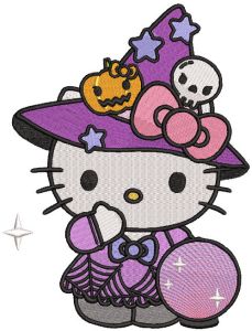 Hello Kitty Halloween magic embroidery design