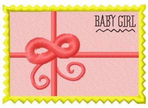 Postage stamp Baby girl 2  embroidery design