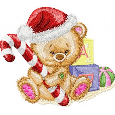 Christmas Teddy Bear with Gifts machine embroidery design