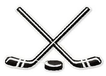 Hockey sticks and puck machine embroidery design