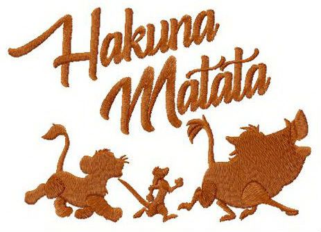 Hakuna Matata silhouette machine embroidery design