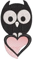Little owl holding a heart free embroidery design