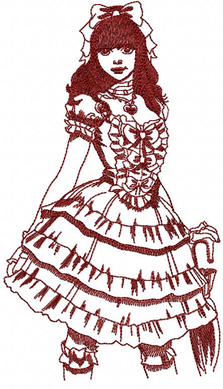 Vintage Girl machine embroidery design
