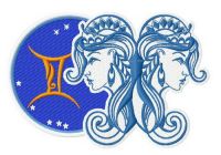 Zodiac sign Gemini 3 embroidery design