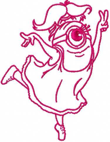 Dancing minion one color embroidery design