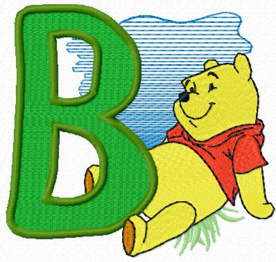 Winnie Pooh free alphabet letter B machine embroidery design