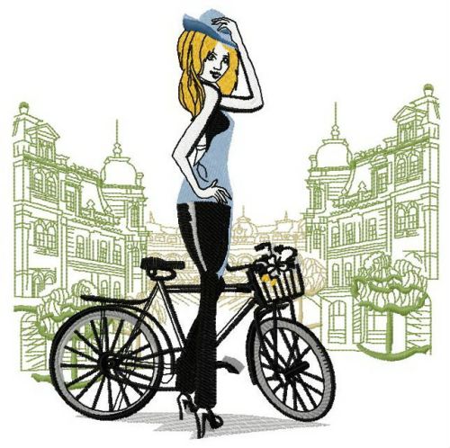 Cycling tour machine embroidery design