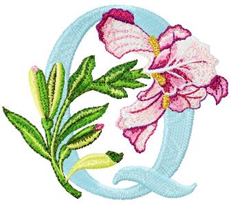 Iris Letter Q machine embroidery design