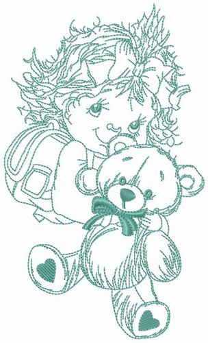 Hug for teddy bear machine embroidery design