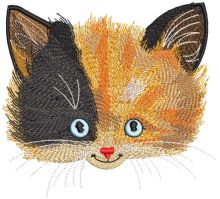 Muzzle multicolored cat embroidery design