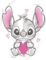 Sitting Stitch with heart sketch embroidery design