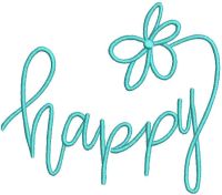 Happy inscription embroidery design