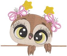 Cute baby girl owl embroidery design