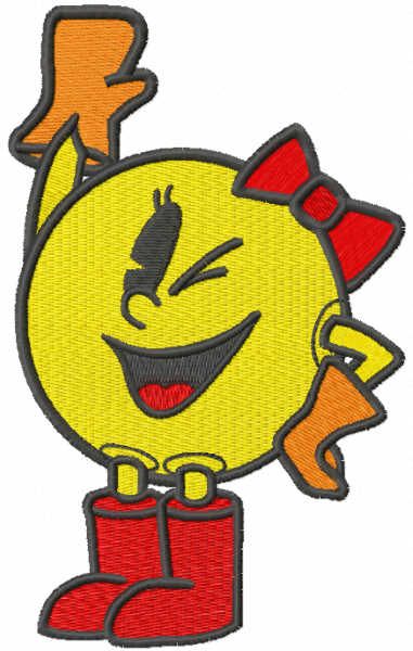 Pacman girl embroidery design
