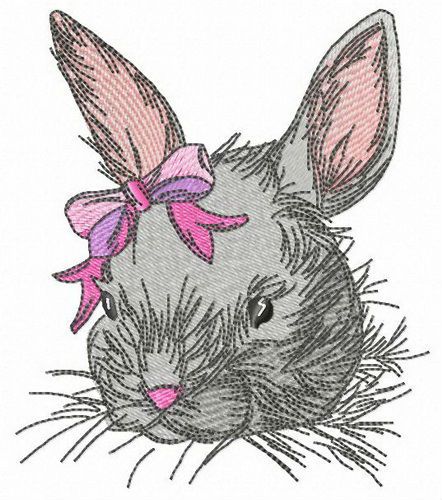Tiny bunny girl machine embroidery design