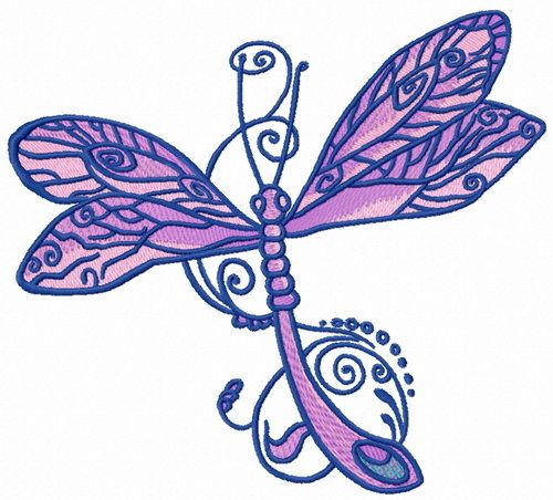 Fancy dragonfly machine embroidery design