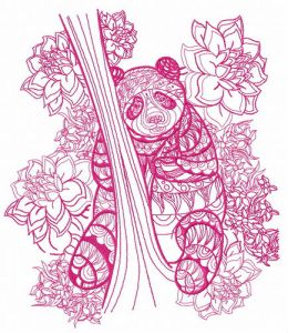 Mosaic panda embroidery design
