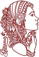 Woman with chamomile  embroidery design