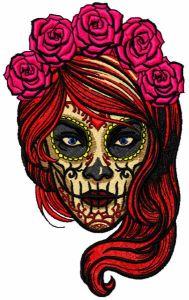 Female skull with roses mexican style