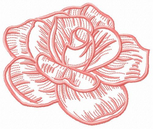 Pink rose flower machine embroidery design