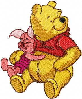 Pooh and Piglet machine embroidery design