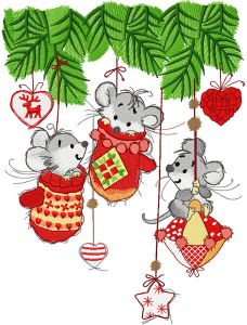 Christmas mice embroidery design