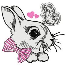 White bunny 3 embroidery design