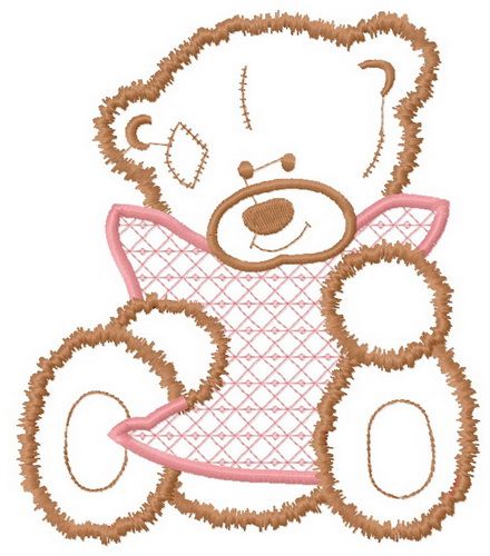 Sad teddy applique machine embroidery design