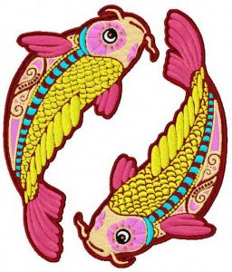 Zodiac sign Pisces embroidery design
