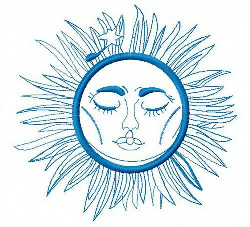 Sleeping sun machine embroidery design