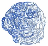 Fancy pug-dog embroidery design