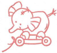 Pink toy elephant free machine embroidery design