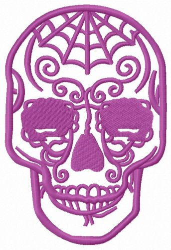 Purple skull machine embroidery design