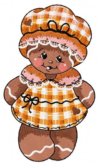 Gingerbread granny machine embroidery design