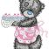 Teddy bear with cupcakes machine embroidery design