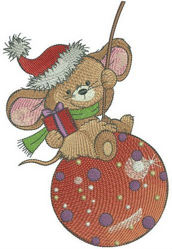 Swinging on Christmas ball machine embroidery design