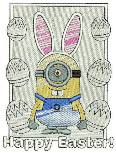 Happy Easter Minion machine embroidery design