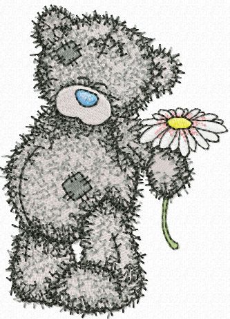Teddy Bear with chamomile machine embroidery design