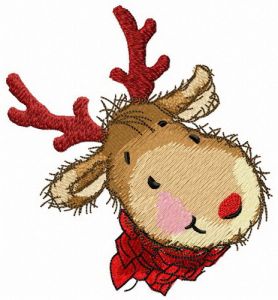 Smiling deer embroidery design