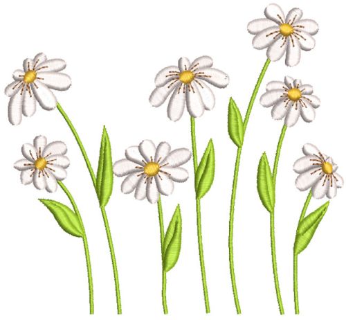 Daisies field free embroidery design