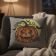 Cushion with Halloween pumpkin bats and spider web embroidery design