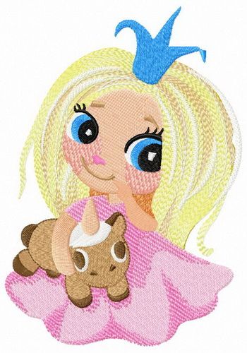 My princess with unicorn toy machine embroidery design