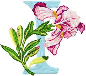 Iris Letter I machine embroidery design