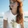 round neck t-shirt with dandelion daisy embroidery design woman