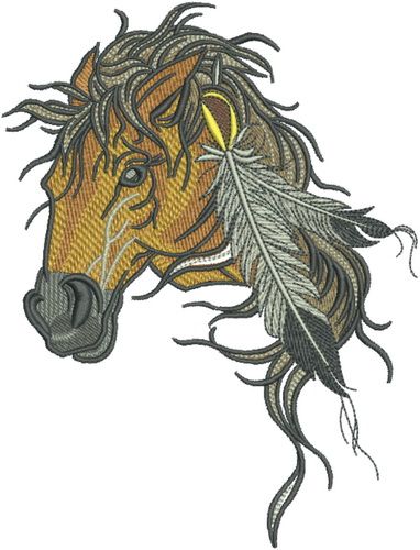 Native American's horse machine embroidery design      
