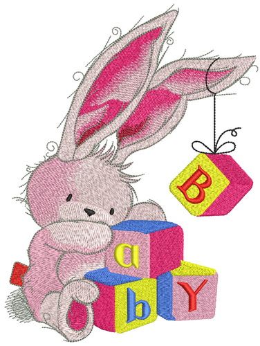 Bunny toy with BABY cubes machine embroidery design