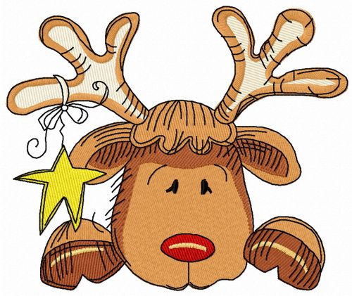 Sad Christmas deer machine embroidery design