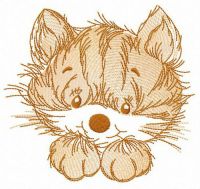 Fluffy kitten embroidery design